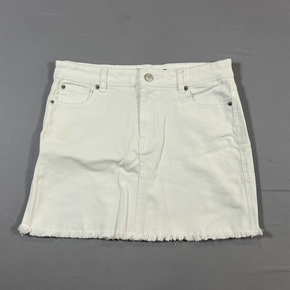 Blue Candy Jean Shorts Womens XL White Denim Stretch 5 Pocket Frayed Hem Casual